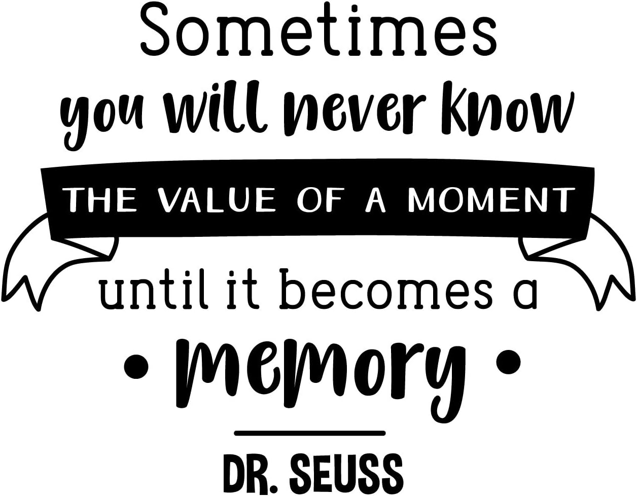 Vinyl Wall Art Decal - Sometimes You Will Never Know The Value of A Moment Until it Becomes A Memory - 22.5" x 29" - Dr Seuss Motivational Home Bedroom Apartment Living Room Life Quote