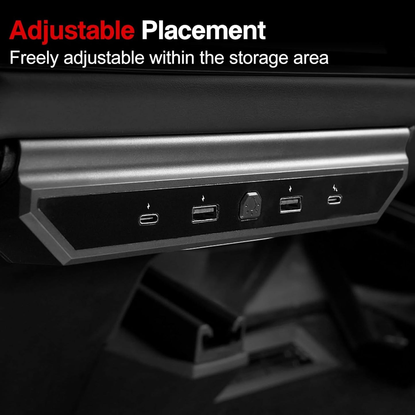 USB Hub, Fast Charging Port Compatible with Tesla Cybertruck 2024 2025, Expansion Dock 4- Ports Phone Charger for Tesla Cybertruck Accessories 2025 2026 2024