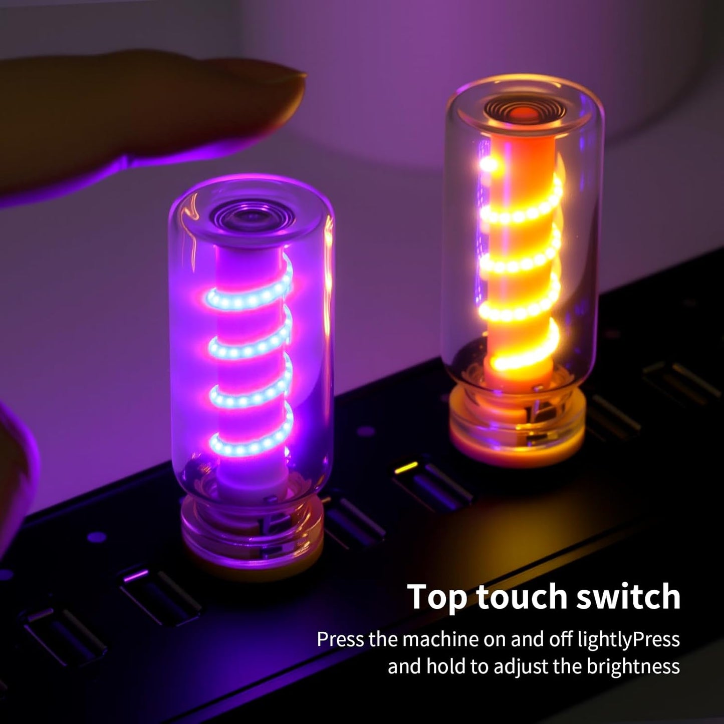 USB Light for Car, Retro Car Interior Lights with USB C Adapter - Vintage Touch-Dimmable LED Ambient Lighting - Mini Decorative Light for Auto, Home and Praty (Clear-Purple)