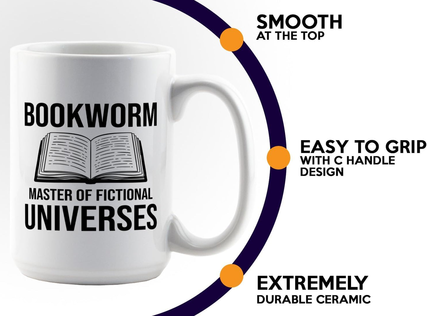 Book Lover Coffee Mug 15oz White -Bookworm Master of - Bookworm Literature Library Book Lover Reader Booked Editor Intellectual Studious