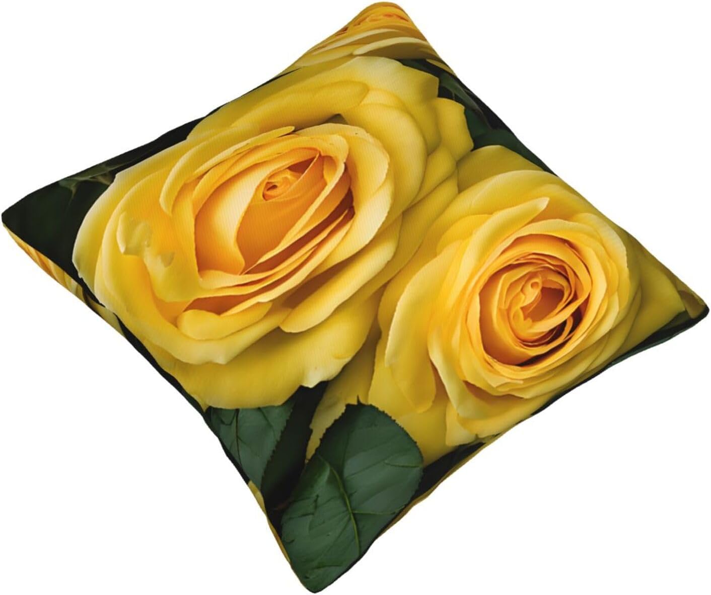 All-Season Square Pillow Covers 18"X18", Yellow Roses, Decorative Throw Pillow Covers for Sofa Bed Couch, Hidden Zipper Cushion Cover, Square Lumbar & Accent Pillowcases for Home Decor