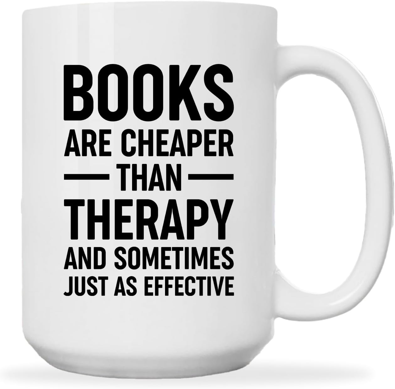 Book Lovers Coffee Mug 15oz White -Books therapy - Book Reader Bookworm Addict Bookish Librarian Nerd Gifts Decor for Men Women