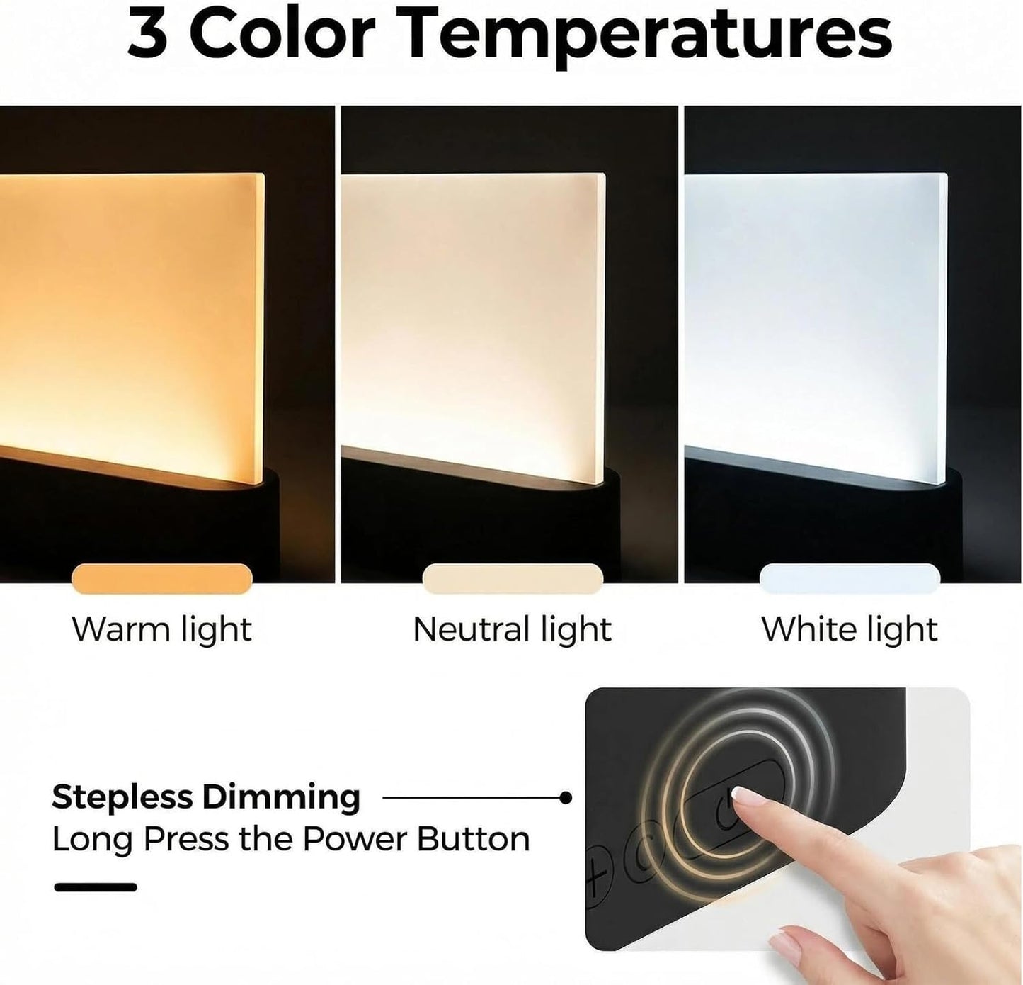 Book Lights for Reading at Night LED Rechargeable Lamp for Full Page Books in Bed Portable Flat Panel Bookmark Light Lovers Gifts Booklights Luz Para Leer Libros De Noche Lámpara En La Cama (White)