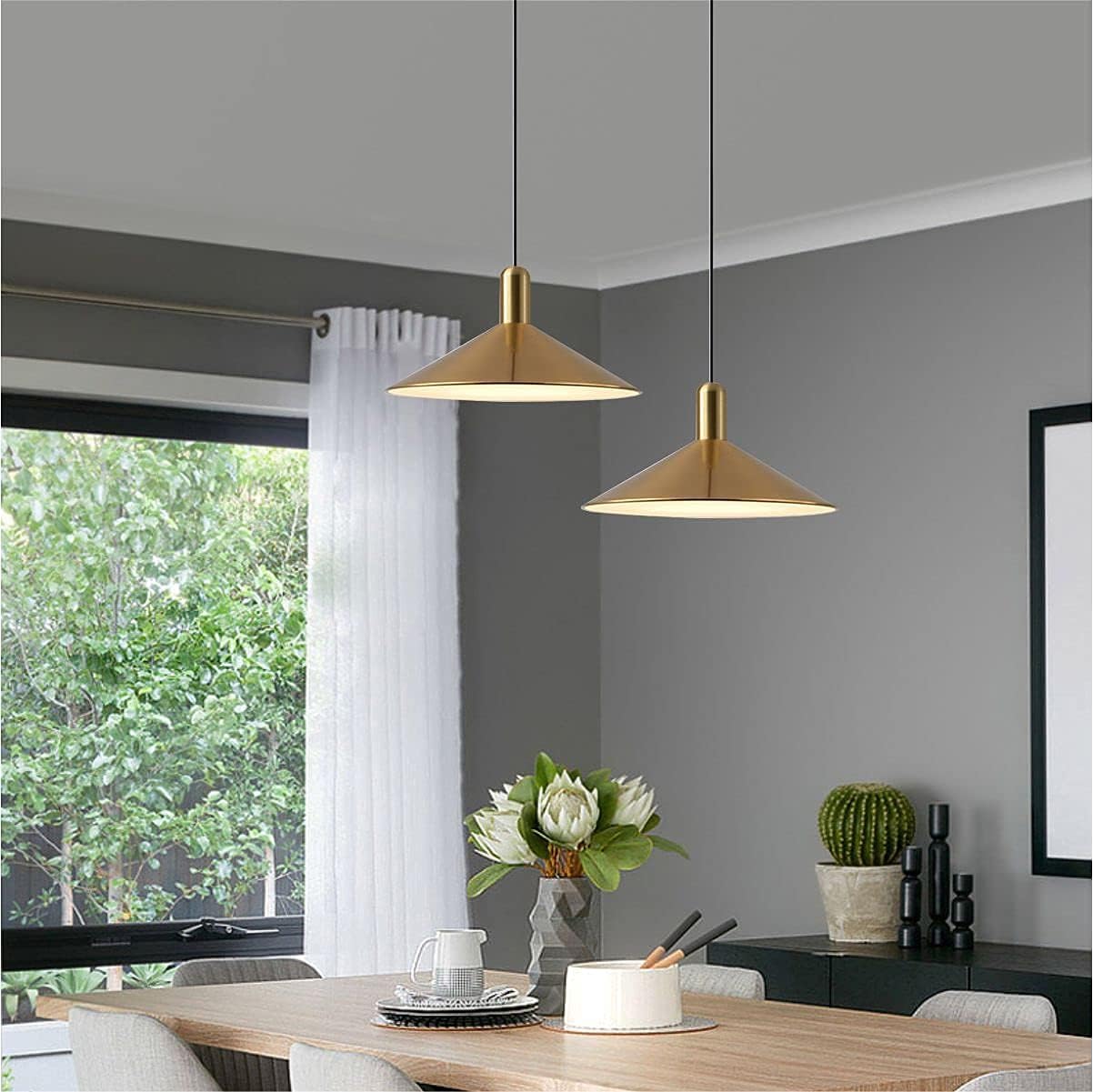 KCO Lighting Mid Century Modern Dome Pendant Light Large Farmhouse Island Lighting Gold Barn Pendant Lights Brass Kitchen Hanging Lights