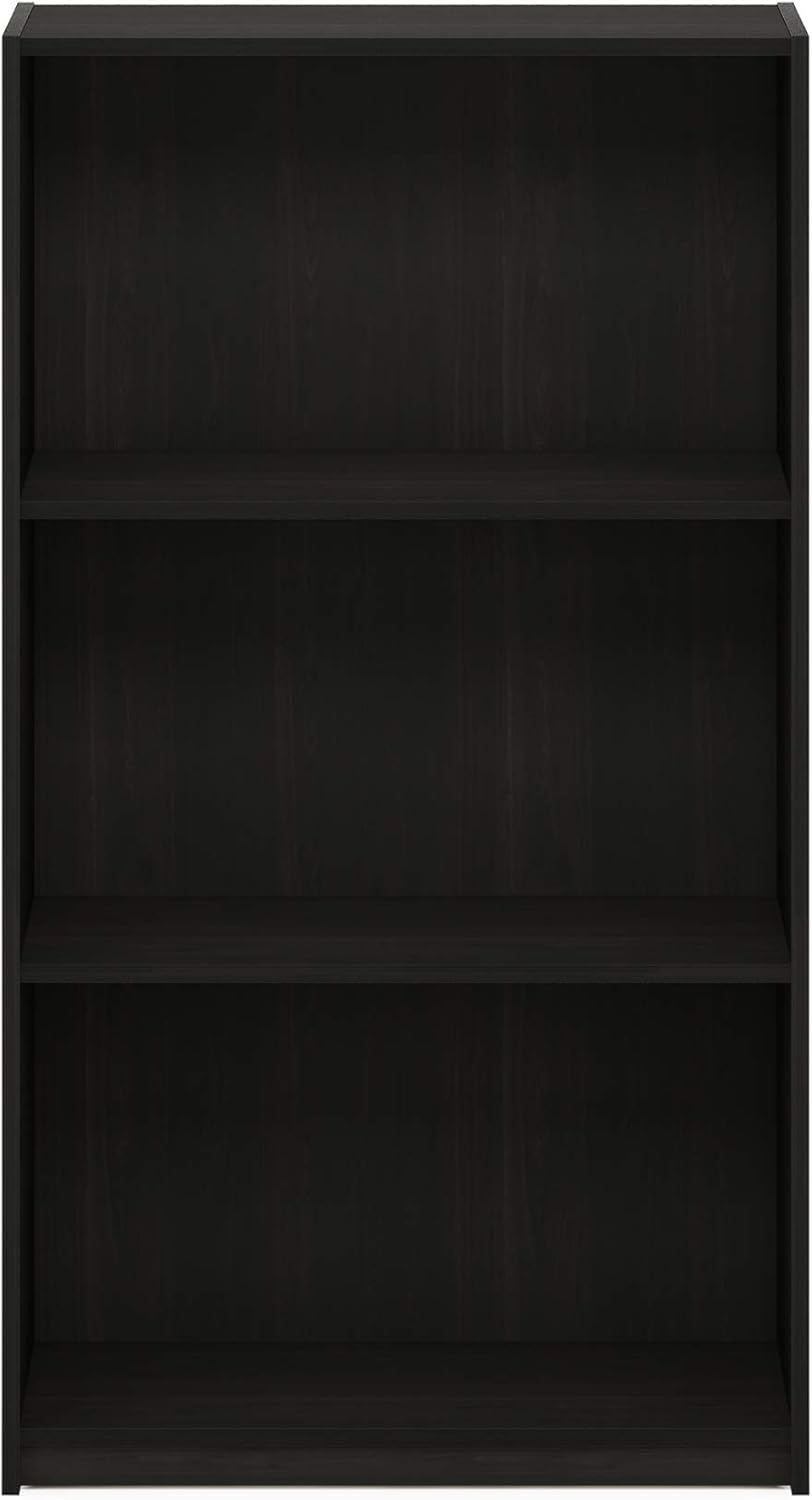 FURINNO Basic 3-Tier Bookcase/Bookshelf/Storage Shelves, Dark Espresso 9.25D x 21.73W x 39.5H in