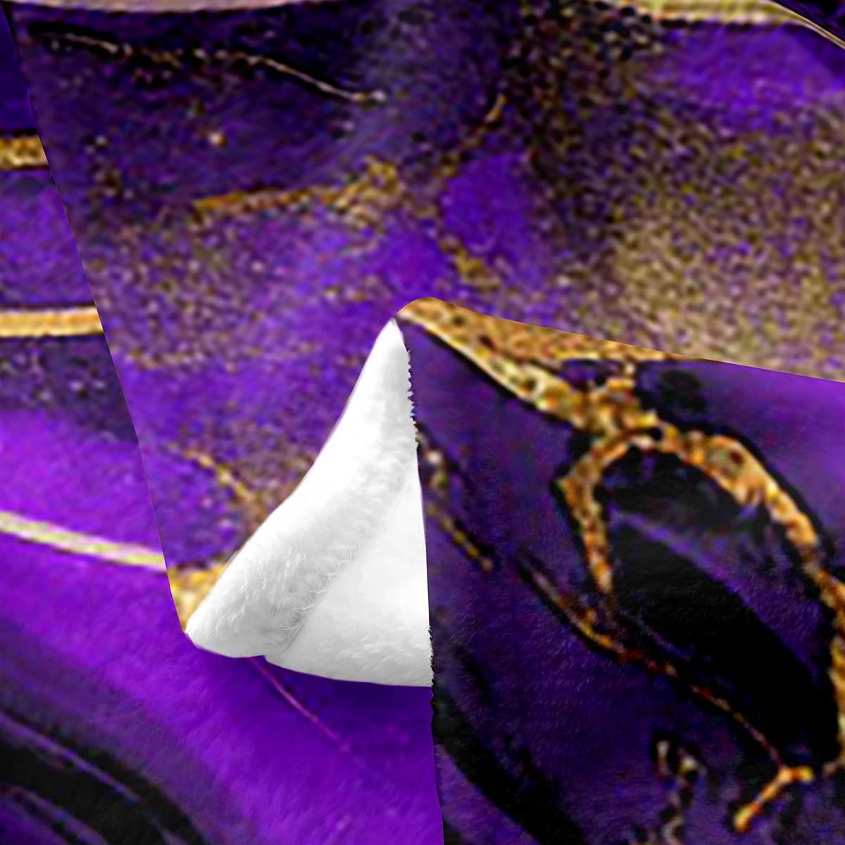Erosebridal Purple Marble Blanket Twin 60x80 Inch, Gold Marbling Crack Throw Blanket, Dark Abstract Metallic Texture Living Room Decor Fleece Blanket, Geometric Boho Hippie Fluid Fuzzy Blanket