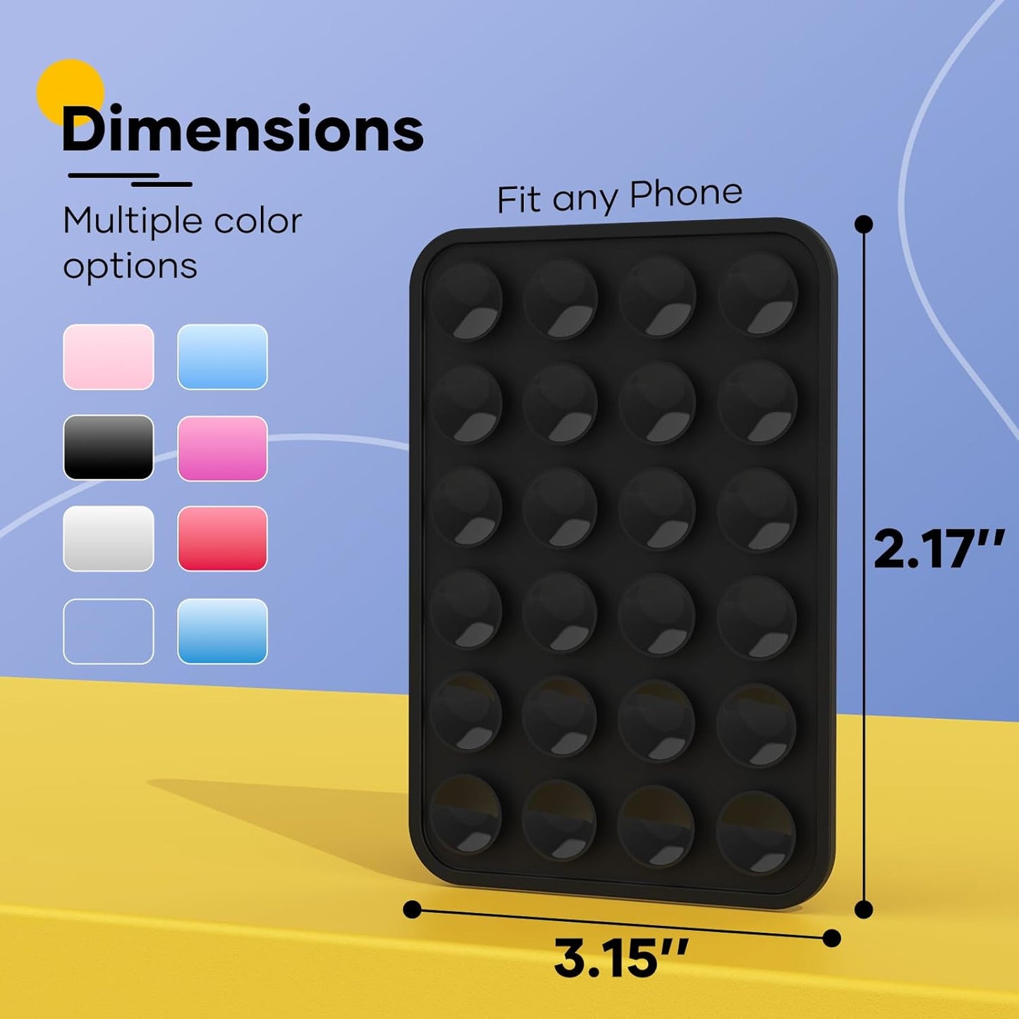 Silicone Phone Sticky Grip, Suction Phone Case Mount for iPhone and Android, Hands-Free Sticky Cell Phone Grip, Mobile Fidget Mirror Holder for Selfies and Videos