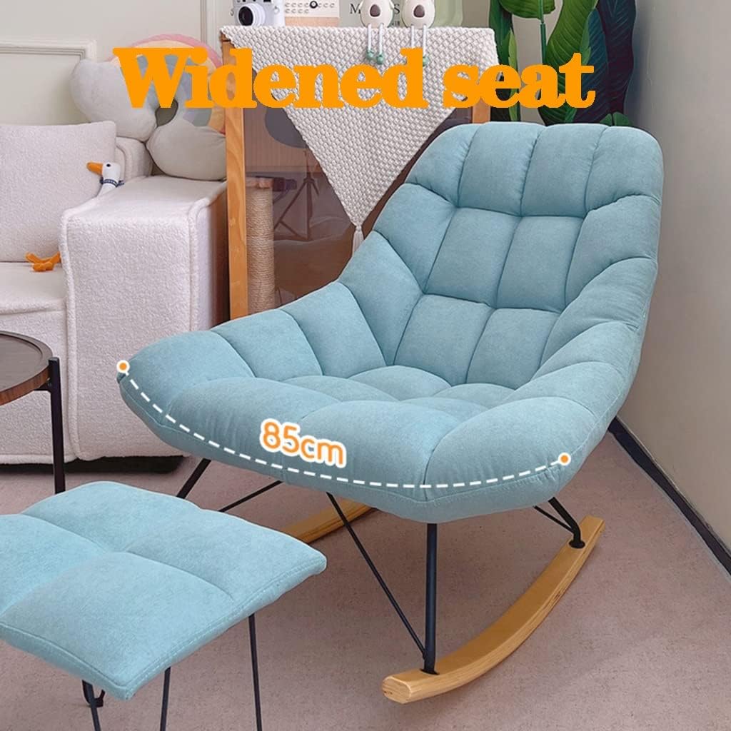 LSLYTQ Upholsted Velvet Rocking Chair Glid Chair Recliner Comfortable Mid Back Rock Chair w Solid Wood Base Lazy Sofa Chair for Living Room Bedroom
