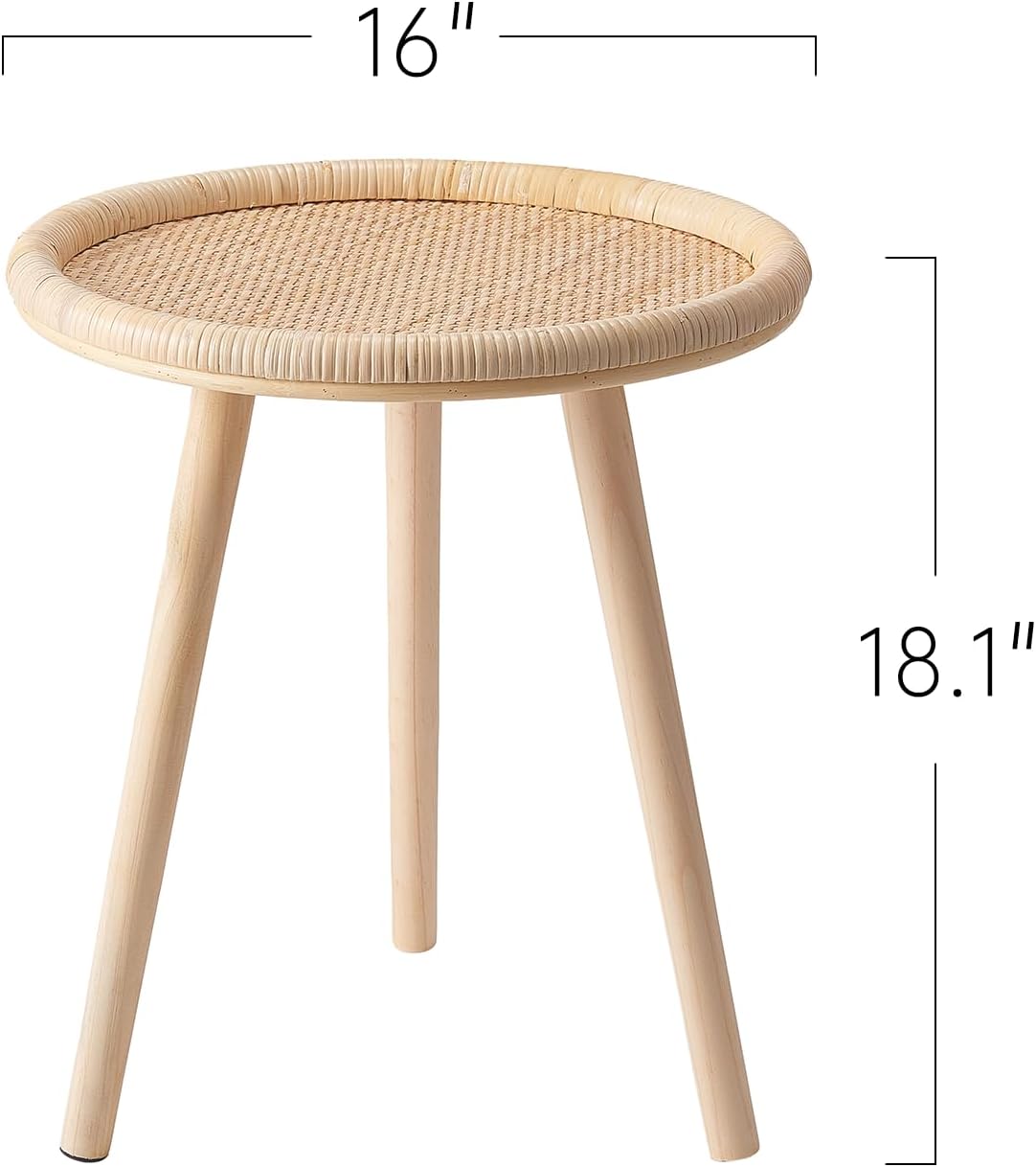 Small Side Table, Rattan Round Coffee Table, Boho Circle Side Tables End Table for Living Room, Mid Century Accent Table for Bedroom Balcony