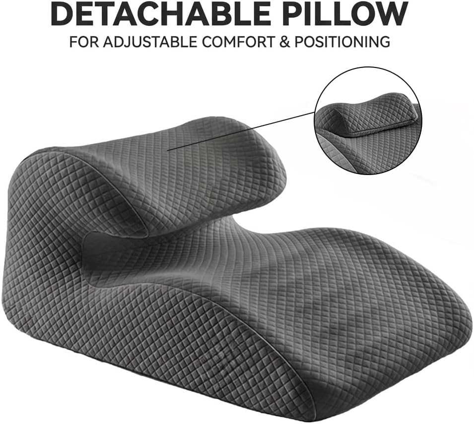 Natural Latex Wedge Pillow for Adults & Couples, Ergonomic Multi-Position Support for Back Pain Relief, Pregnancy Comfort, Acid Reflux & Side-Lying Relaxation, Removable Cotton Cover-Dark Gray