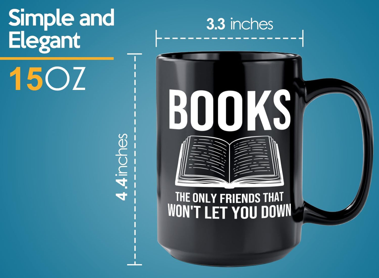 Book Lover Coffee Mug 15oz Black -Books The only - Bookworm Literature Library Book Lover Reader Booked Editor Intellectual Studious