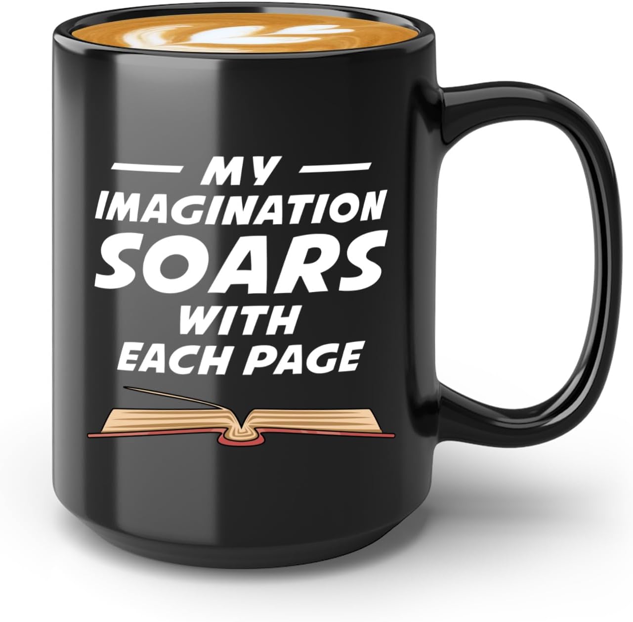 Book Lover Coffee Mug 15oz Black -Imagination Soars - Writer Editor Bookish Librarian Bibliophile Bookish Grammar Philosophers