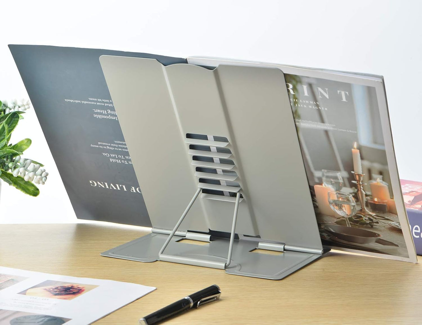 Citmage Desk Book Stand Document Holder Heavy Duty Metal Reading Stand with Book Magazine Menu iPad Music Score Speech Draft with 6 Adjustable Positions(Grey)
