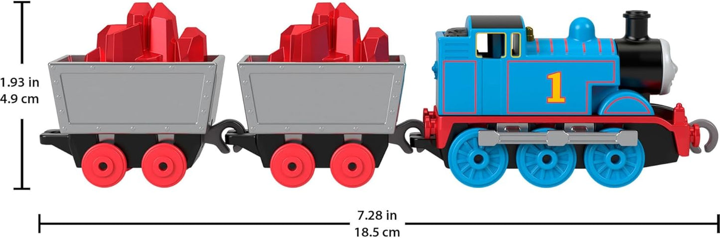 Thomas & Friends by Fisher-Price Collectible Toy Train, Small Die-Cast Mattel 80th Engine with Premium Deco & 2 Stock Cars with Red Crystal Cargo