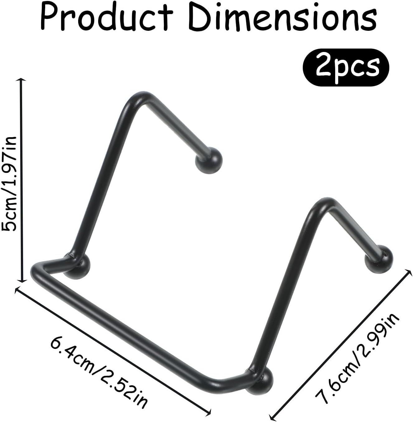 2PCS Small Display Stand, 2 Inch Small Plate Holder Display Stands Mini Metal Black Frame Stand Picture Frame Stands, Plate Holder for Displaying Photo Coaster Collectibles Book Mobile Phone