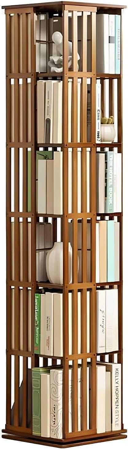 360° Rotating Bookshelf Tower - 5/6 Tiers Revolving Bookcase, Versatile Floor Standing Storage Rack for Home, Office & Living Room - Stylish Book Organizer