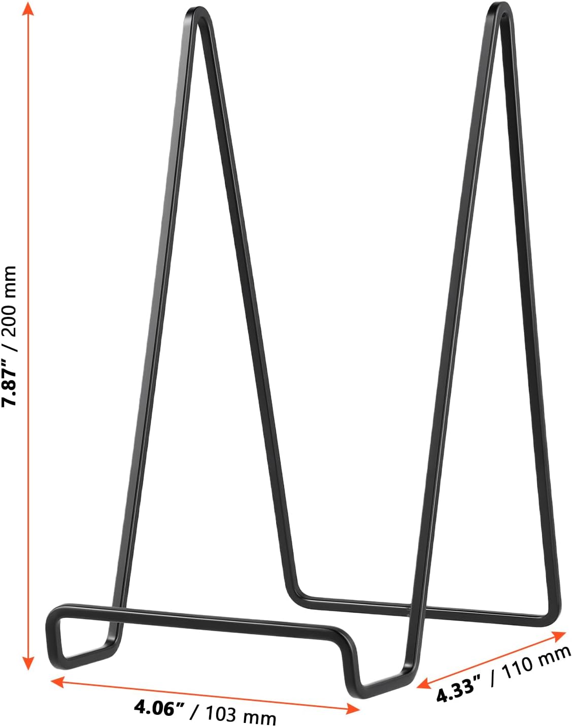 SINJEUN 8 Pack 8 Inch Display Stands, Picture Frame Holder Stand, Tabletop Picture Easel Stand, Black Iron Frame Stand for Decorative Plates, Photo Frames
