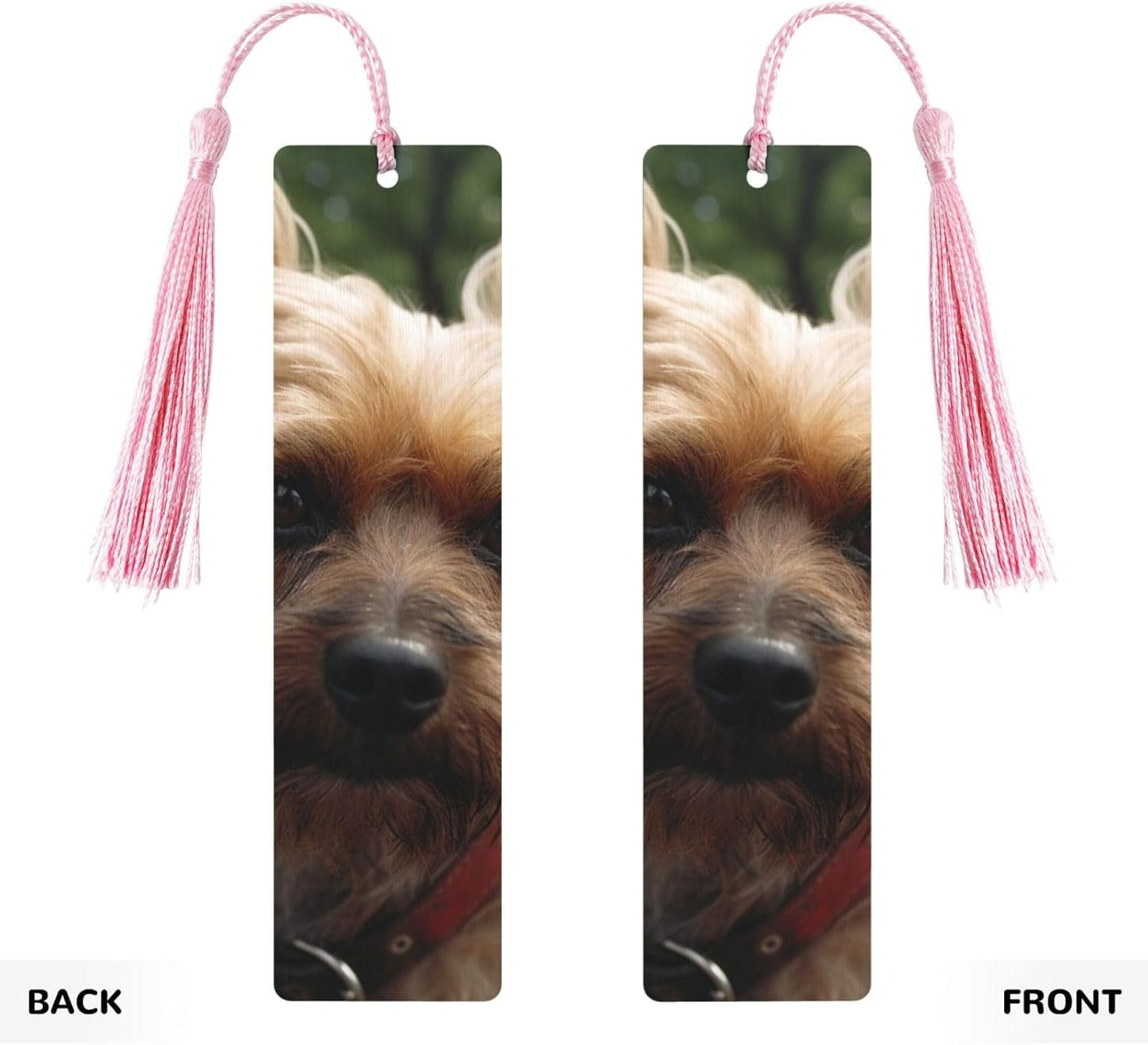 Dog in The Park Bookmarks Gifts for Women Men, Wooden Bookmarks for Book Lovers, Vintage Book Marks Ornaments with Tassel, Unique Personalized Reading Page Markers Pink