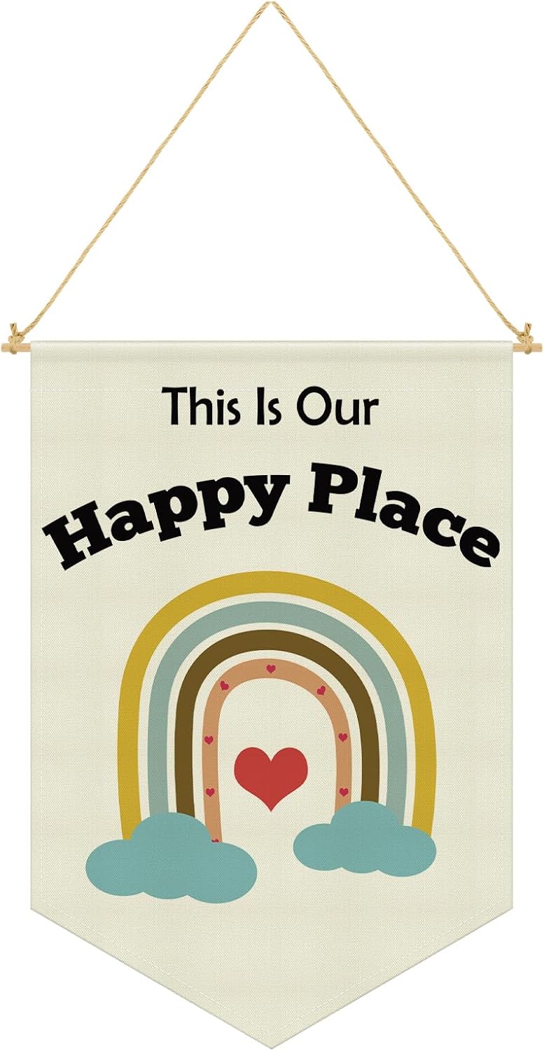 Nursery Kids Playroom Decor Hanging Linen Banner Inspirational Quotes Wall Signs for Bedroom Kid Room Hanging Pennant Flag Banner for Classroom Reading Corner Library Playroom Nursery Wall Decor