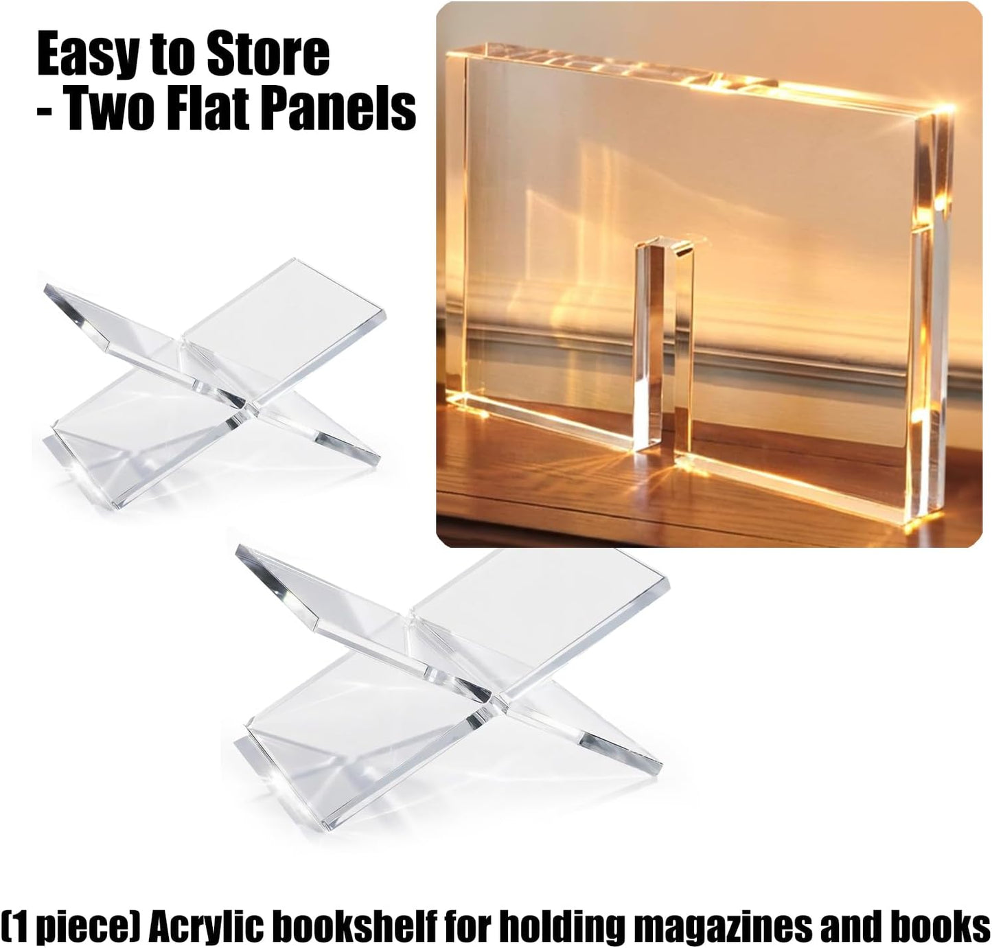 Contemporary Acrylic Reading Stand with Slanted Position Great for Cookbooks Textbooks and Art Albums Thin Book Planner Magazines Easy Assembly Design Tools Not Needed