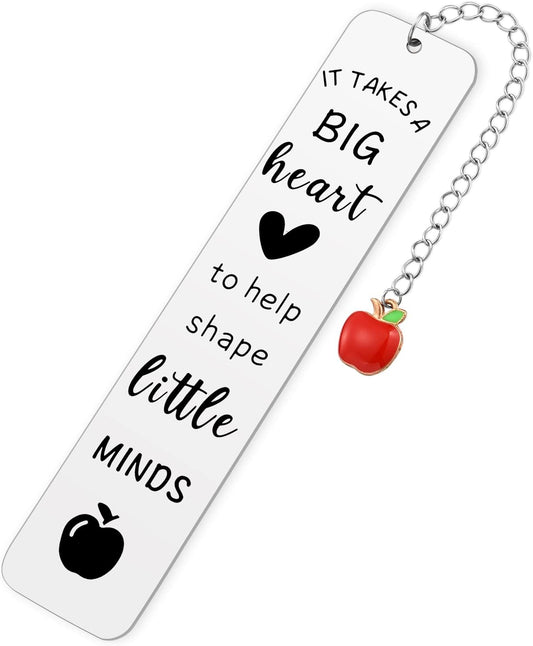 Teacher Gifts for Women Men, 2025 Teacher Graduation Thank You Gifts - It Takes A Big Heart to Help Shape Little Minds Metal Bookmark Birthday Christmas Retirement Teacher Gifts from Students