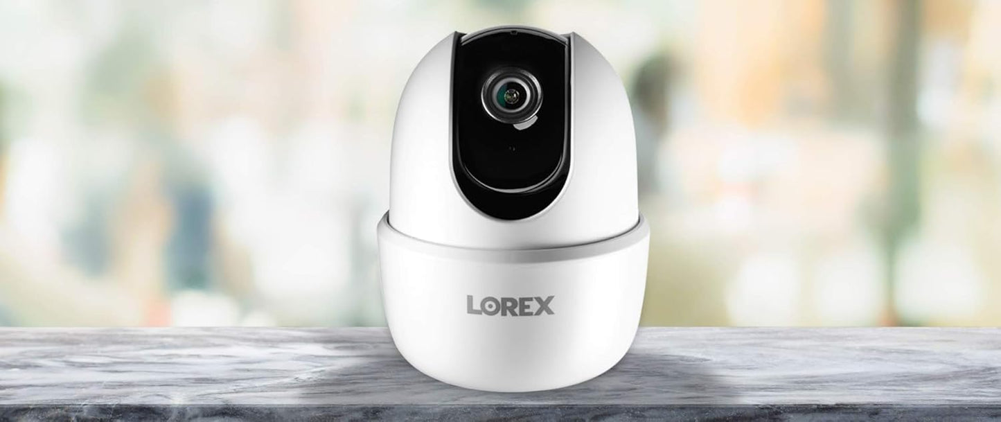 Lorex Pan & Tilt Indoor Wi-Fi Security Camera | 360° Pan & Tilt | Person Detection | Two-Way Talk | Person Detection | IR Night Vision | No Monthly Fee | Pre-Installed 16GB MicroSD