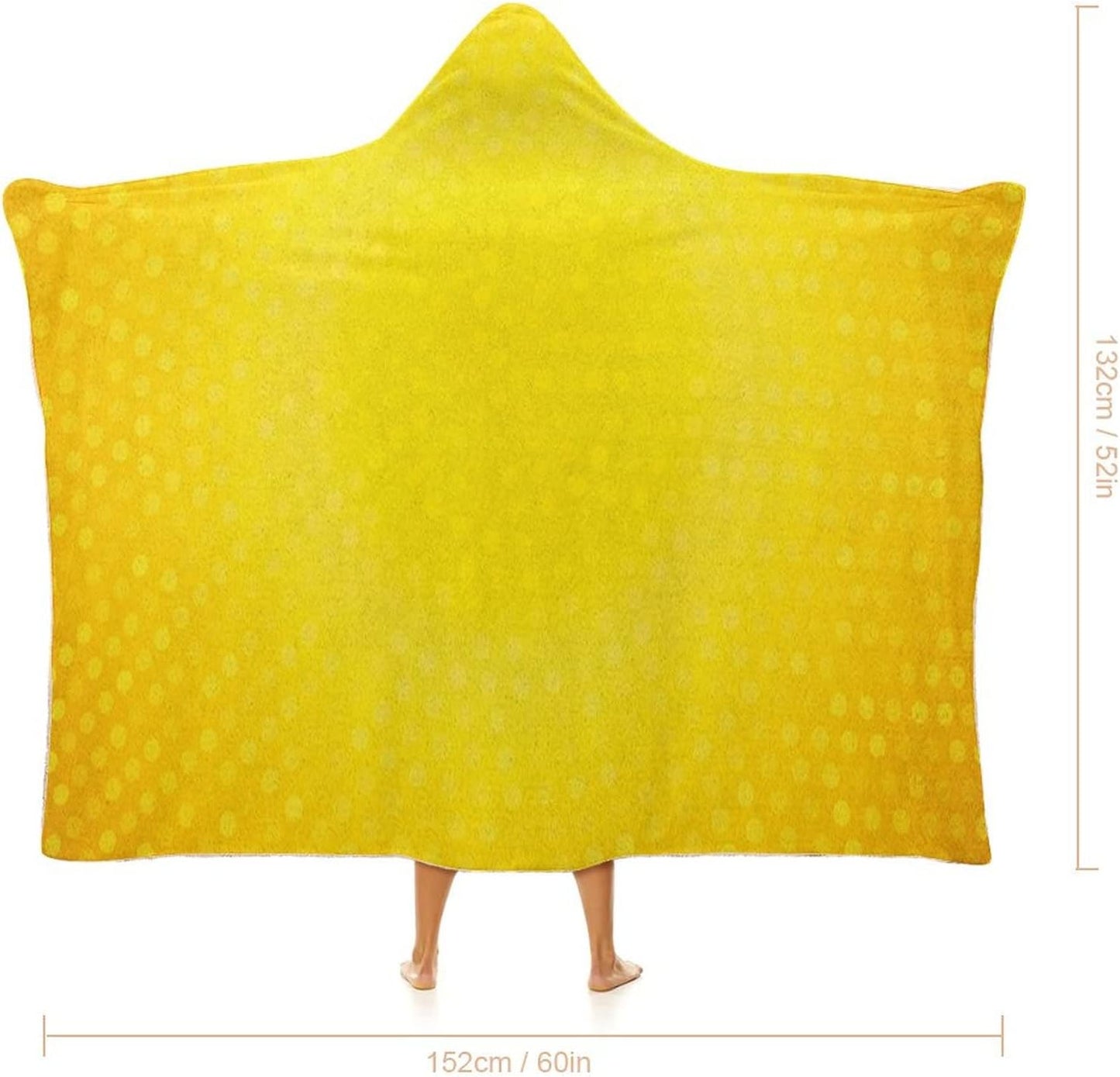 Throw Blankets, Ombre Women Men Hooded Blanket, Circle Shades Yellow Dots, Soft Warm Cozy, 60 x 80inches, Studying Reading Snuggling Napping Office, White Yellow and Merigold