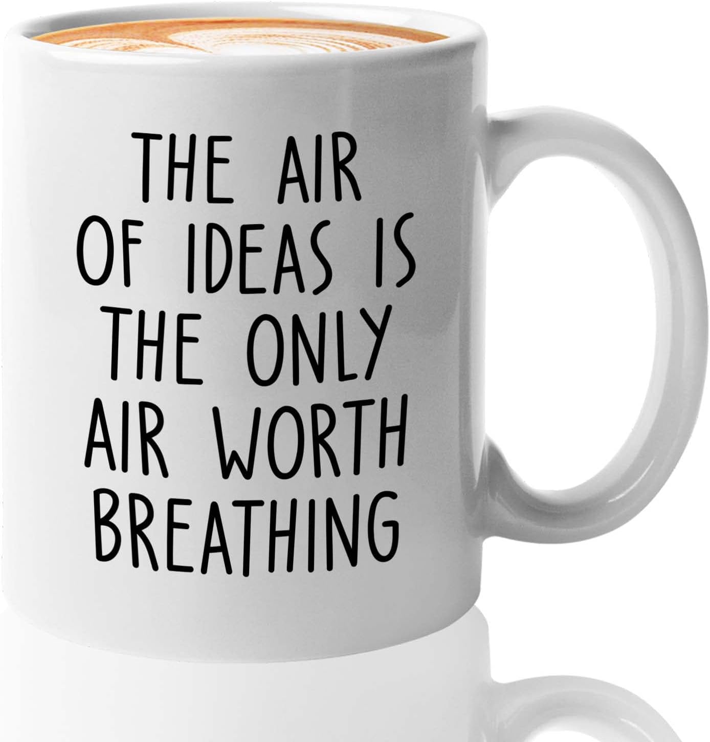 Bubble Hugs Writer Coffee Mug 11oz White - The air of ideas is the only air worth breathing - Reading Book Lover for Bookworm Bibliophile Librarians Author Readers Bookish