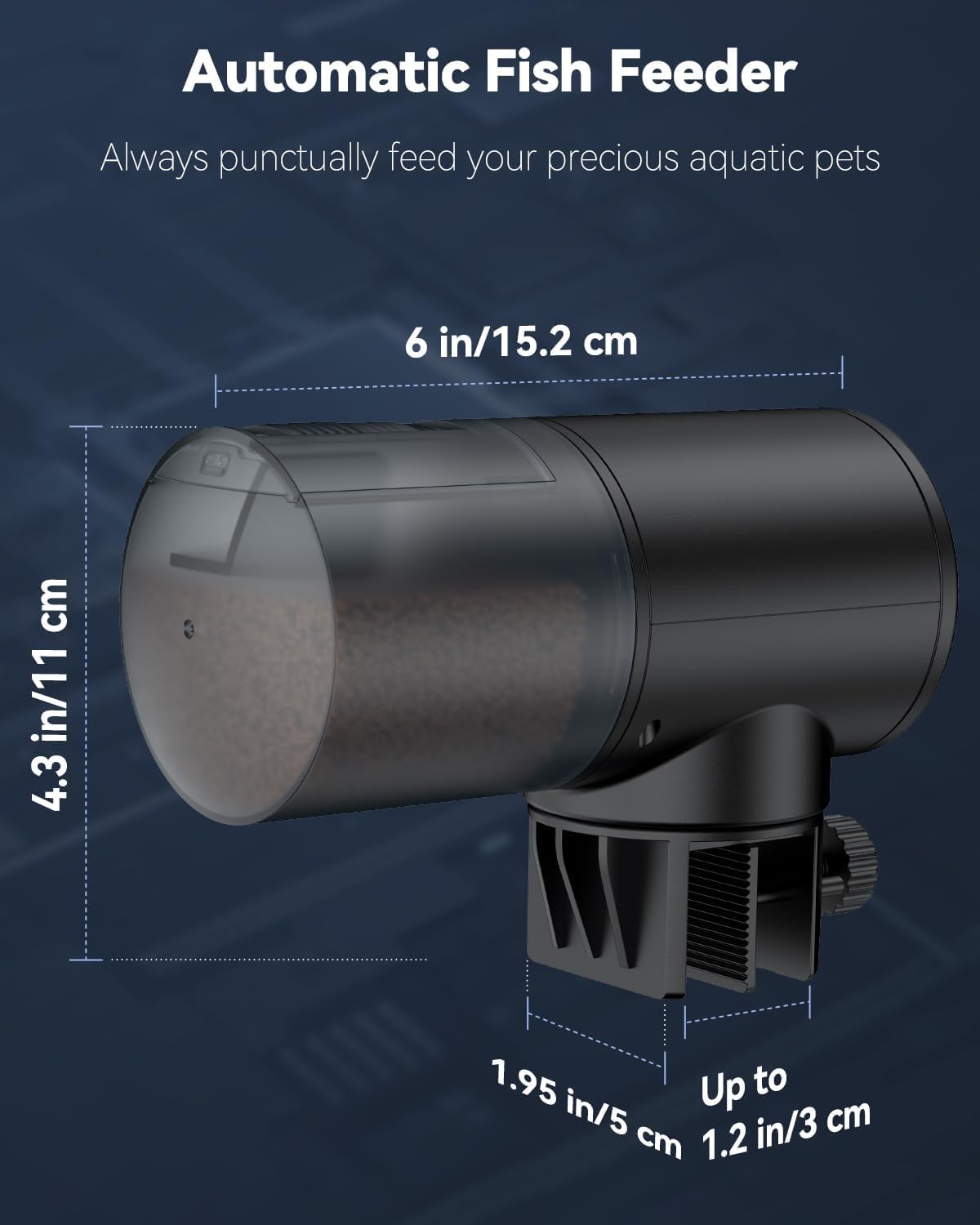 Pawfly 200 ml Automatic Fish Dispenser for Aquarium USB Rechargeable Timer Adjustable Vocation & Holiday Auto Fish Food Feeder for Pellets Granules & Strips