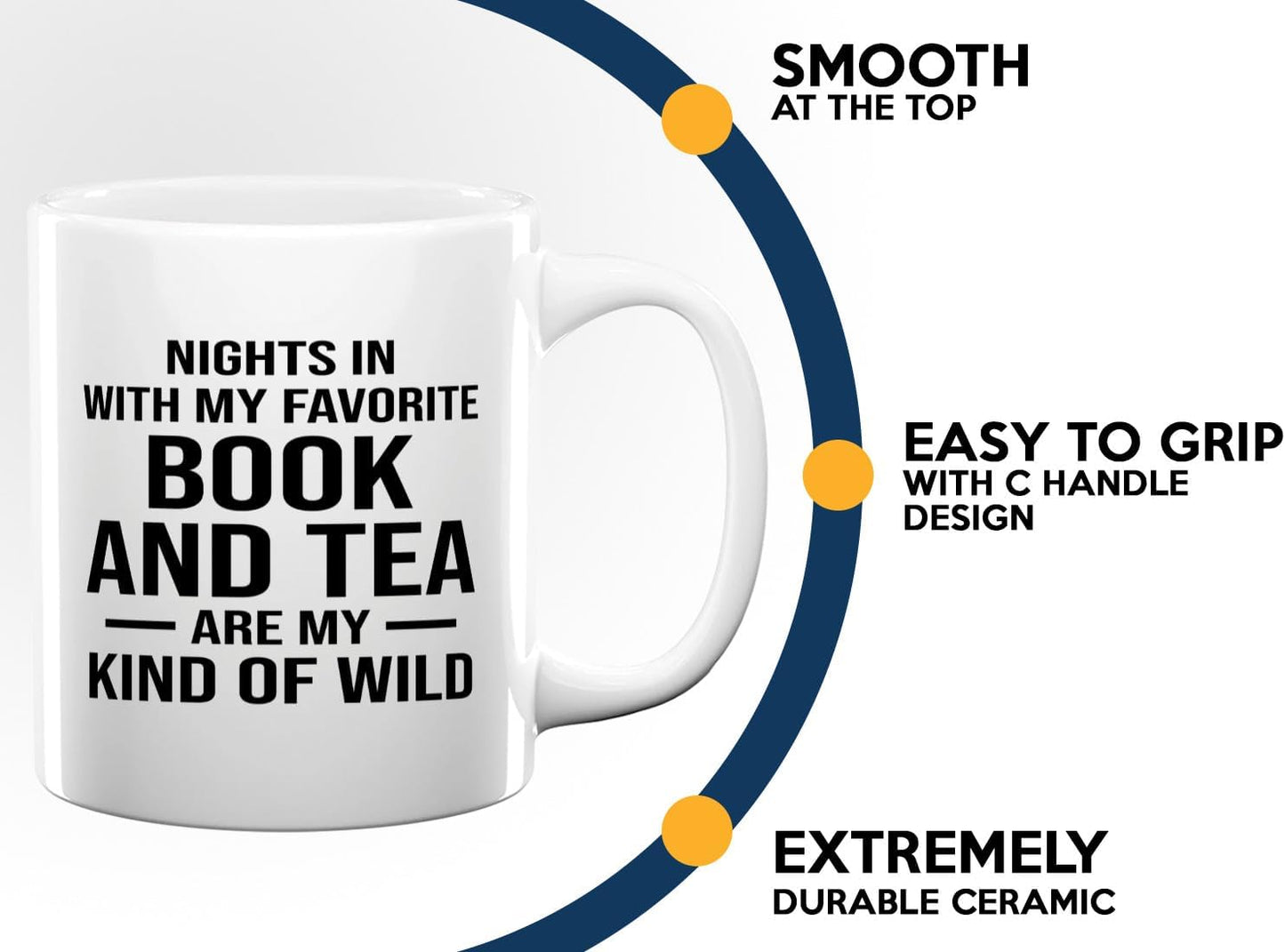 Book Lover Coffee Mug 11oz White -Book and Tea - Gift For Poets Bookish People Bibliophile Librarian Book Club Reader