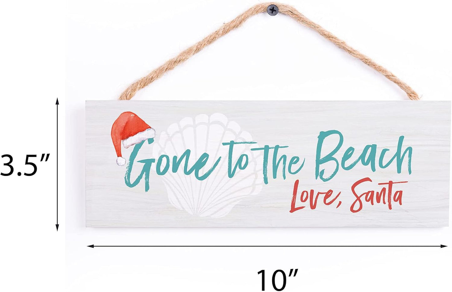 Beach Santa Nautical Blue 10 x 4 Pine Wood Decorative Hanging String Sign