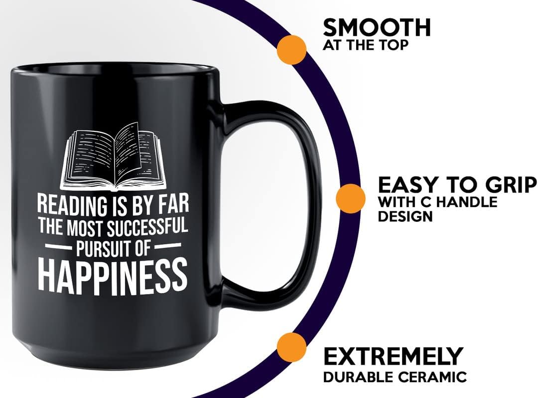 Book Lovers Coffee Mug 15oz Black - Reading is by far - Gift For Poets Bookish People Bibliophile Librarian Book Club Reader