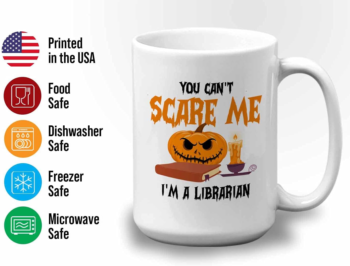 Bubble Hugs You Can't Scare Me Mug White 15 Oz - Funny Reading Book Lovers Literary librarian Halloween Reader - Hellowin, October, Costume, Cospla Horror, Ancient, Festival, Holida Decoration Ideas,