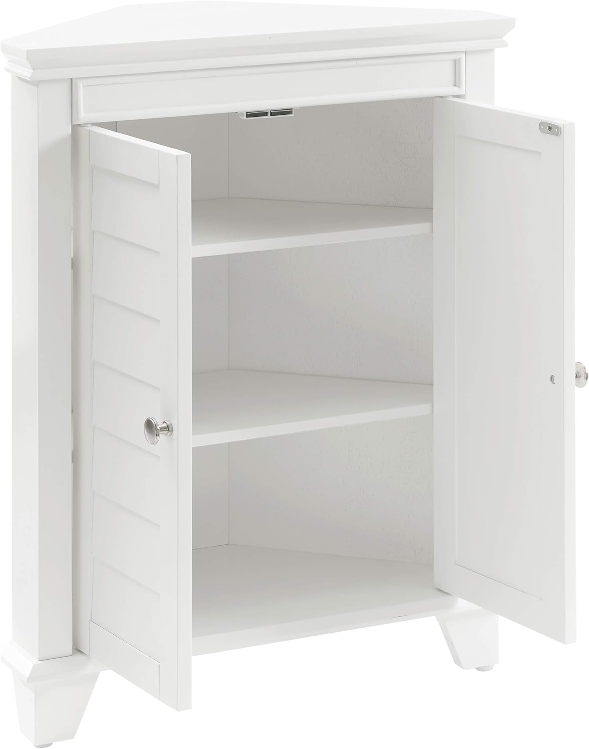 Crosley Furniture Lydia Corner Storage Cabinet and Bathroom Organizer with Shelves, White