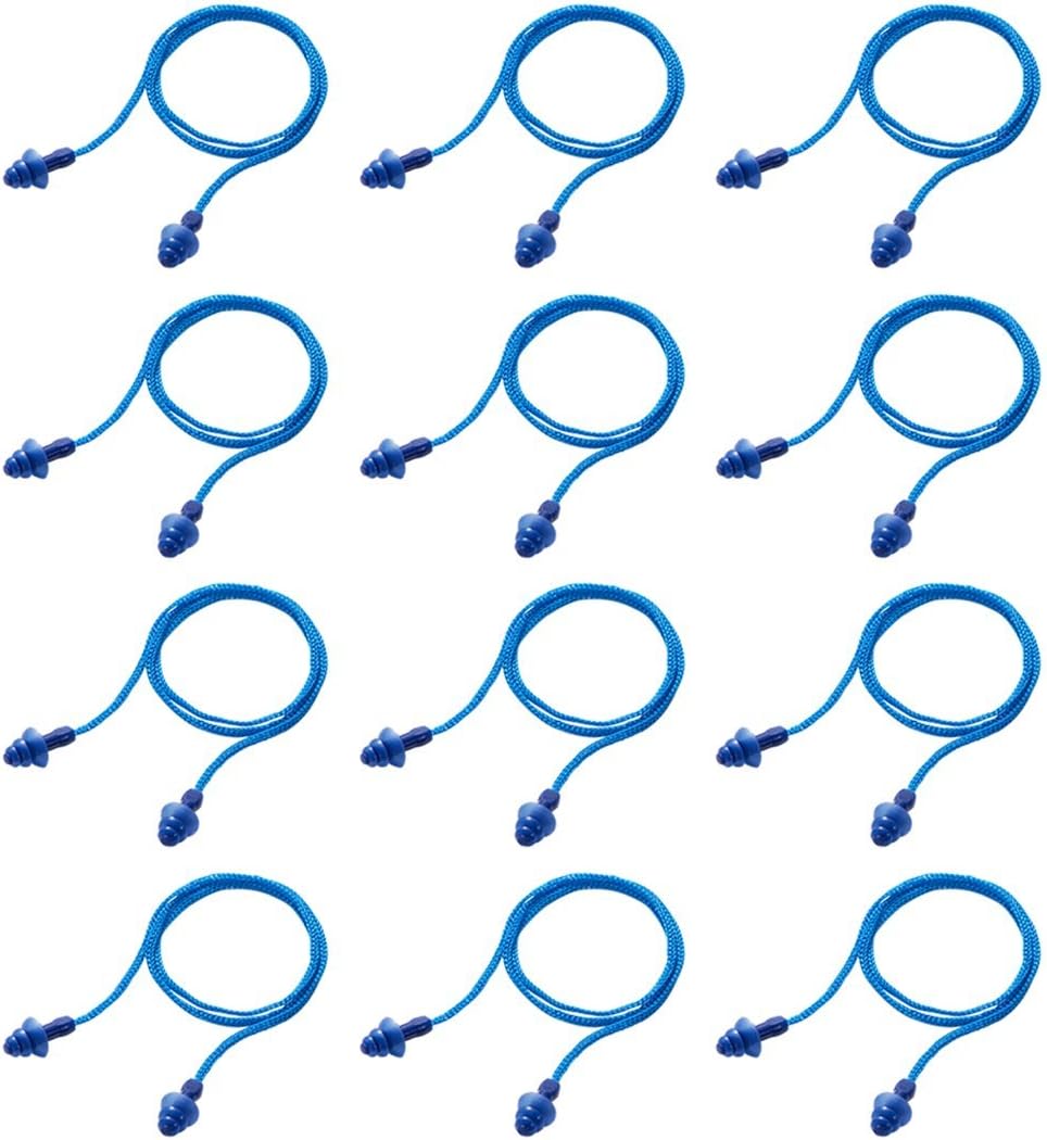 Reusable Silicone Ear Plugs, 12 Pairs Noise Reduction Corded Soft Earplugs Sound Canceling Ear Plugs for Sleeping Swimming Shooting Hunting Traveling Concerts Musicians with One Carrying Case