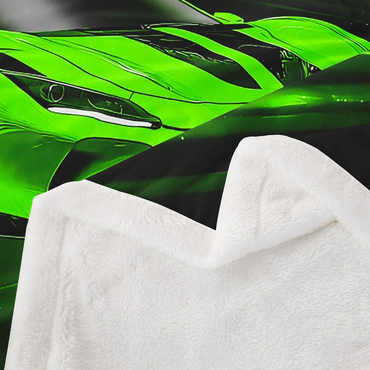 Feelyou Boys Green Race Car Fleece Throw Blanket Speed Sports Car Blanket for Kids Teens Adult Fast and Furious Plush Blanket Green Ombre Fuzzy Blanket for Sofa Bed Couch,Throw 50x60 Inches