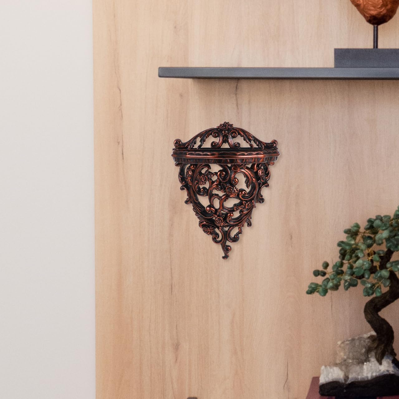 European Style Wall Mounted Storage Shelf 10.23X7.79X3.93In Floating Decorative Organizer for Books Photos and Small Items