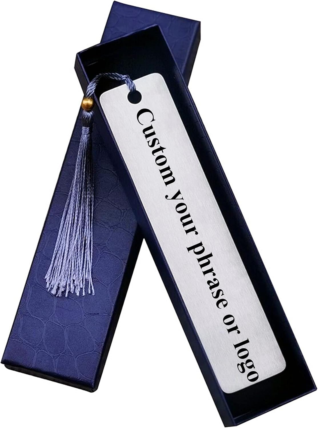 FKOG Custom Personalized Engraved Stainless Steel Bookmarks Gift for Reader Best Friend Silve Brass Metal Bookmarks with Tassel (Custom Link)