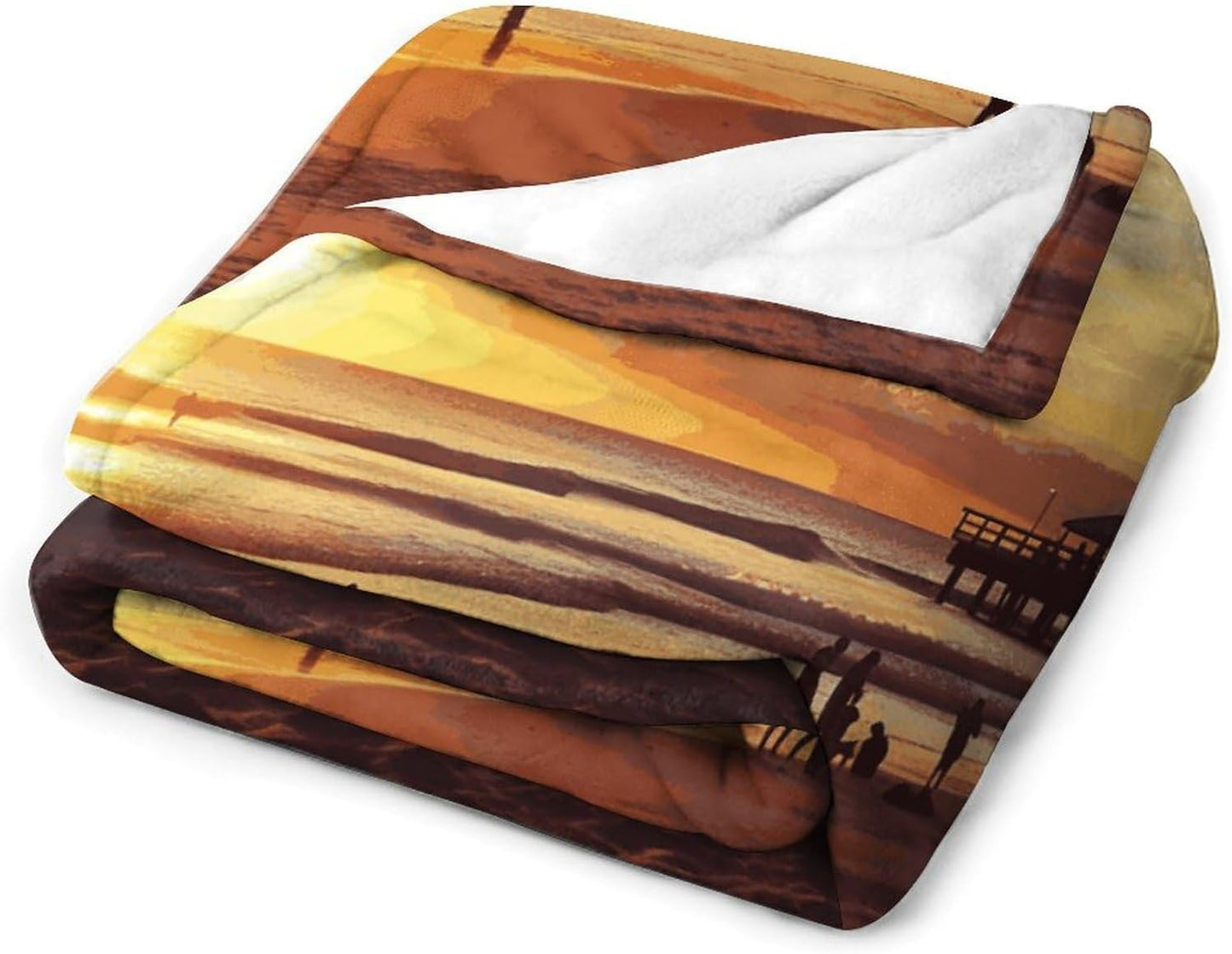 Sunset Beach Blanket Super Soft Lightweight Throw Blanket Cute Cozy Warm Bed Blanket Decorative Fuzzy Blanket All-Season Home Decor Gift for Sofa Couch Living Room 30"*40"（76 * 100cm）