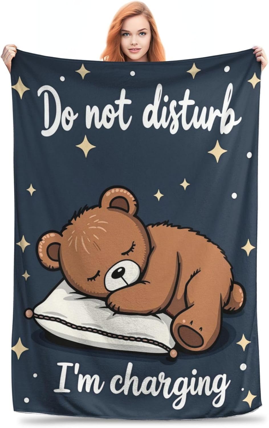 Cute Bear Throw Blanket, Bear Lovers Gifts Blanket, for Couch, Bed, Travel & Outdoor, Cozy Fluffy Fuzzy Blankets for Women Men 50"x40"