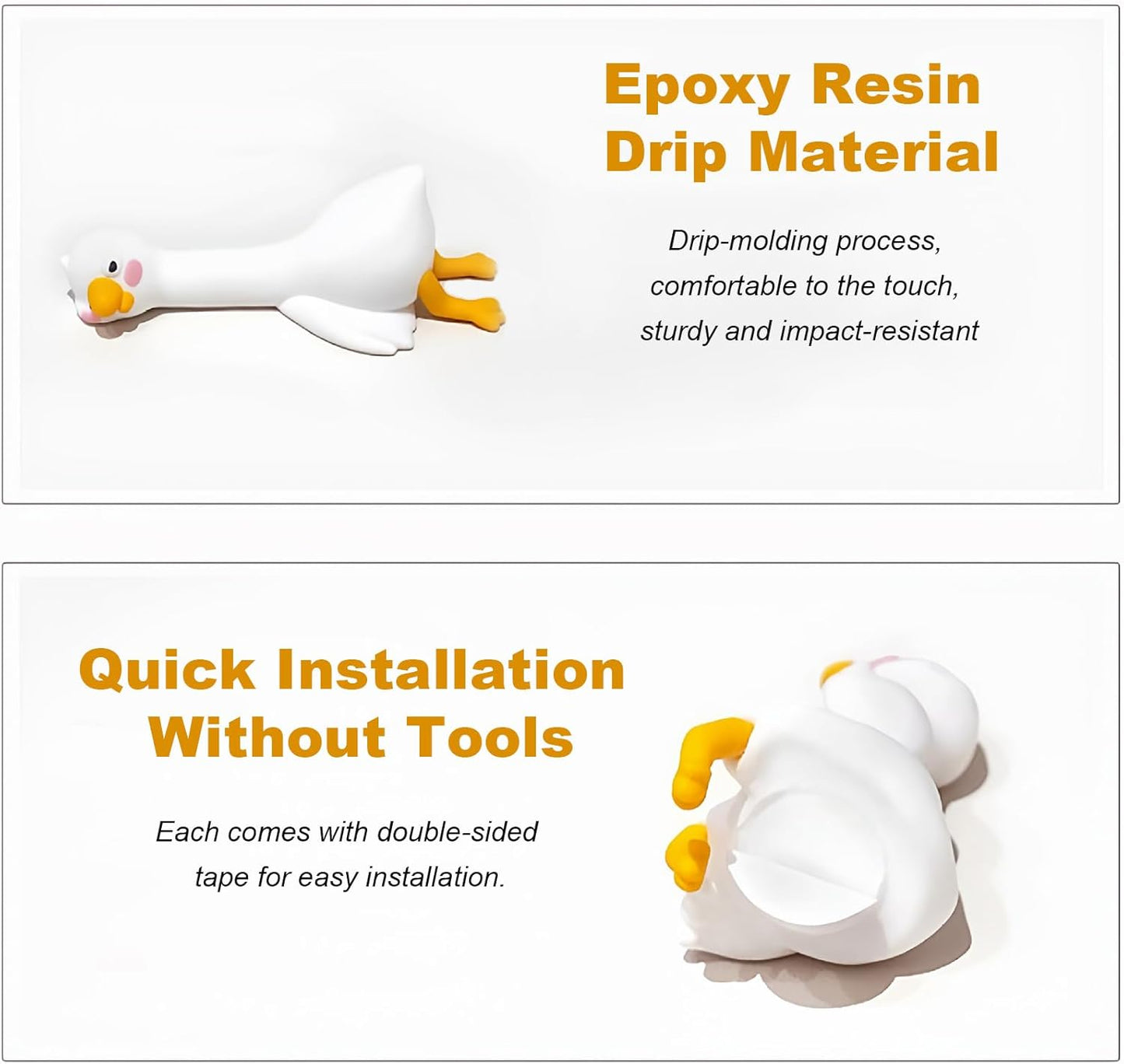 4 PCS Resin Goose Figurine Computer Monitor Decor,Cute Mini Goose Statues for Car Dashboard,Funny Desk/TV/Photo Frame Decorations (White Goose)