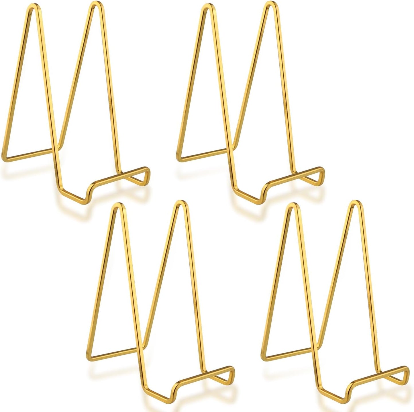 4 Pcs 6 inch Picture Stands Metal Plate Holder Frame Display Stand Photo for Picture Decorative Plate Book Art Decor - Gold