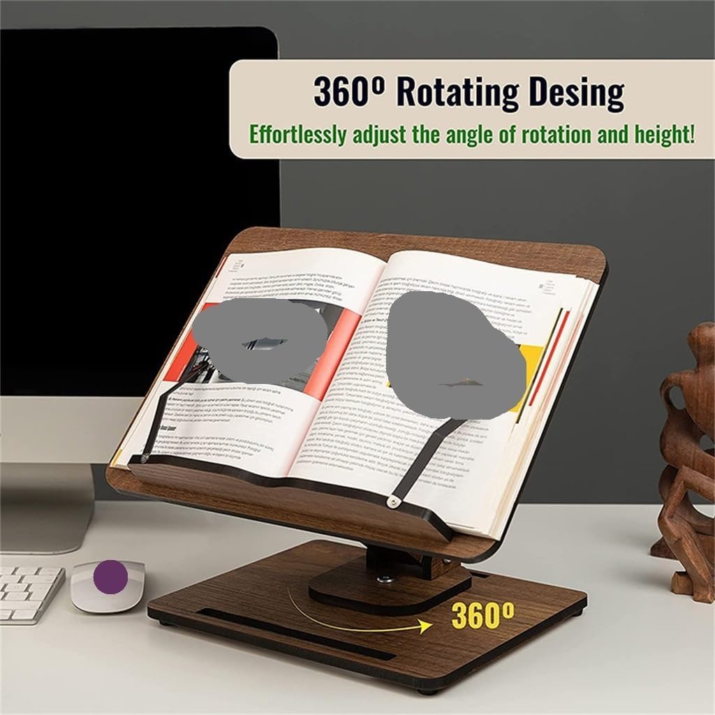 Wooden Bookshelf Desktop Recipe Music Reading Rack Adjustable Laptop Stand