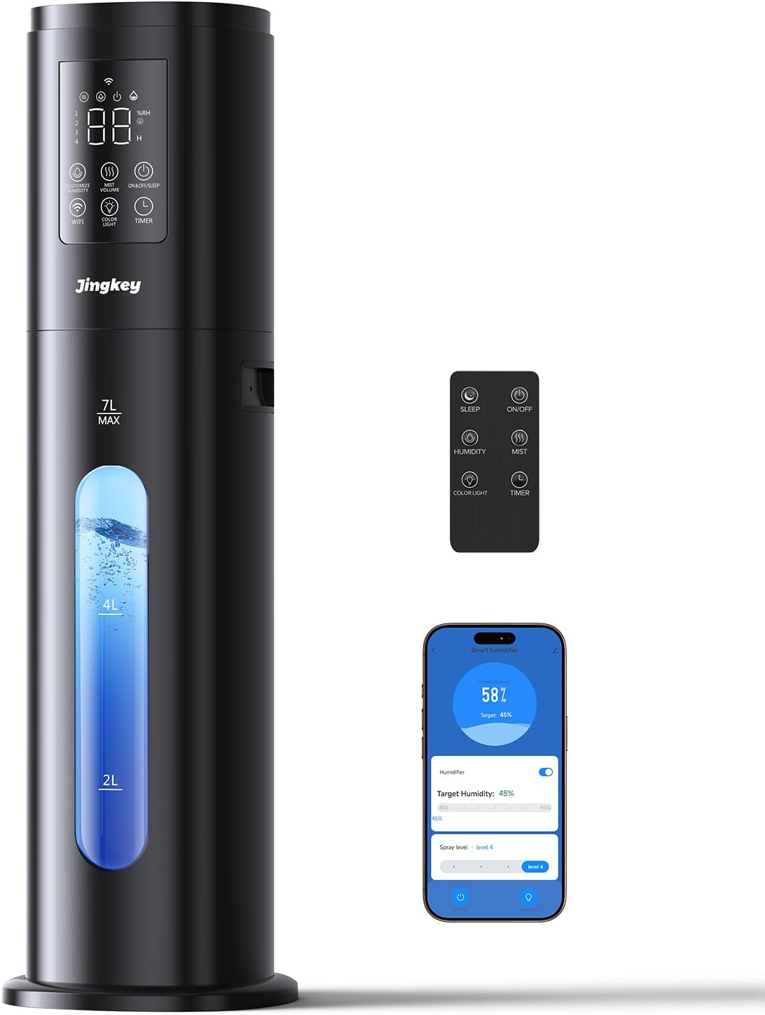Humidifiers for Bedroom Large Room with Smart App & Remote Control, 7L/1.85Gal Large Humidifier, 4 Mist Levels Humidifiers for Home Crow
