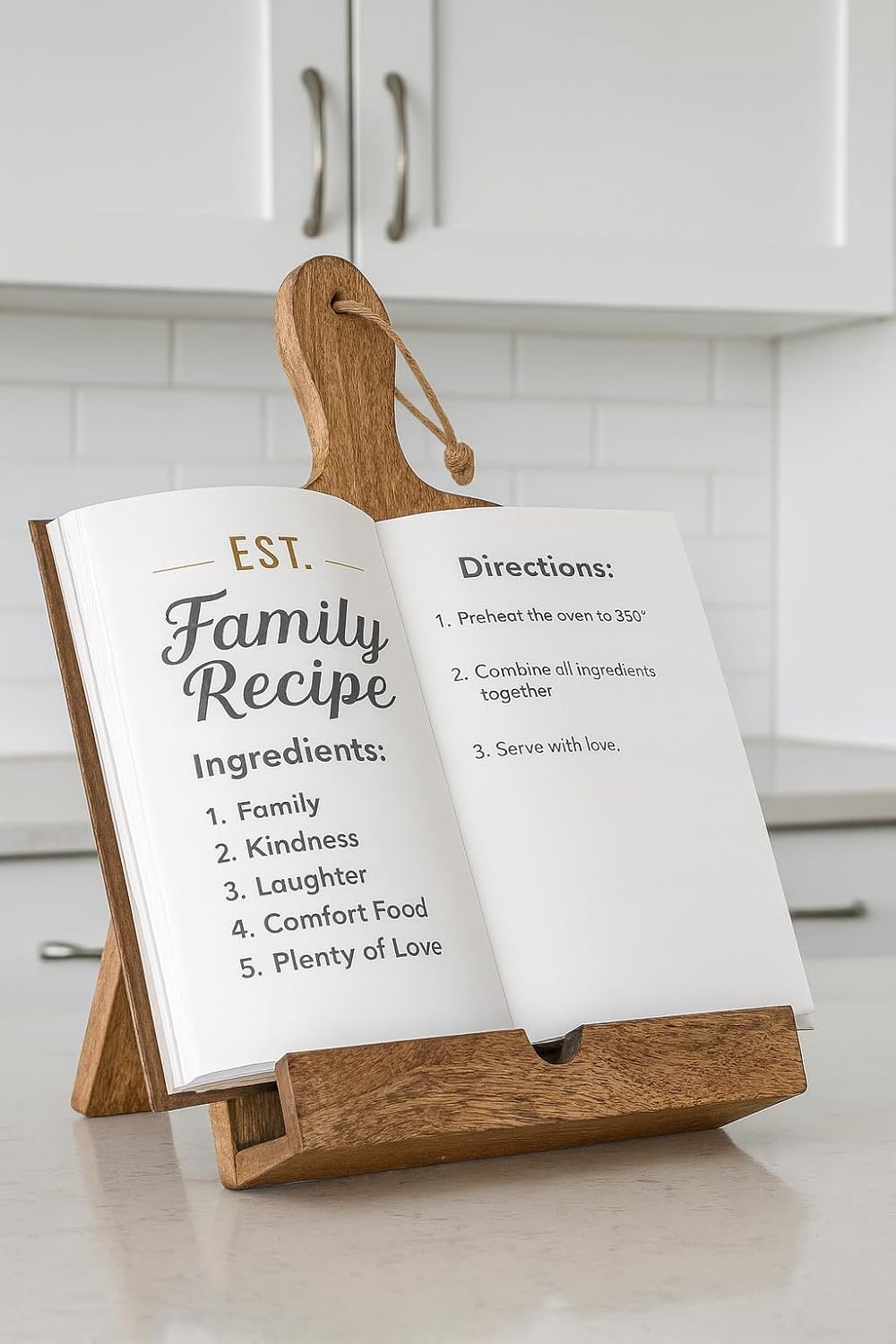 Wedding Gifts Solid Wood Cookbook Stand for Kitchen Counter Recipie Book Holder for Cooking, Chopping Board Style Foldable and Holder for Tablets and Cookbooks (Brown) Cooking Gifts