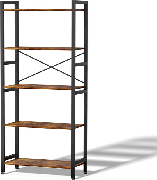 5 Tier Bookshelf,Storage Shelf with Steel Frame,Free Standing Open Book Shelves Storage Display Shelf
