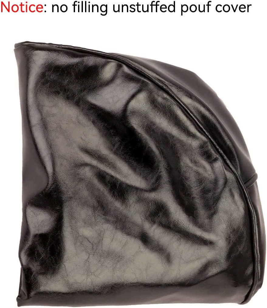 Handmade Unstuffed Faux Leather Pouf Ottoman - Storage Solution and Floor Seat - 14"x20" Round Stool - Perfect as a Futon Chair, footrest Ottoman, cushionl Ottoman, or Leather Foot Stool(Black)