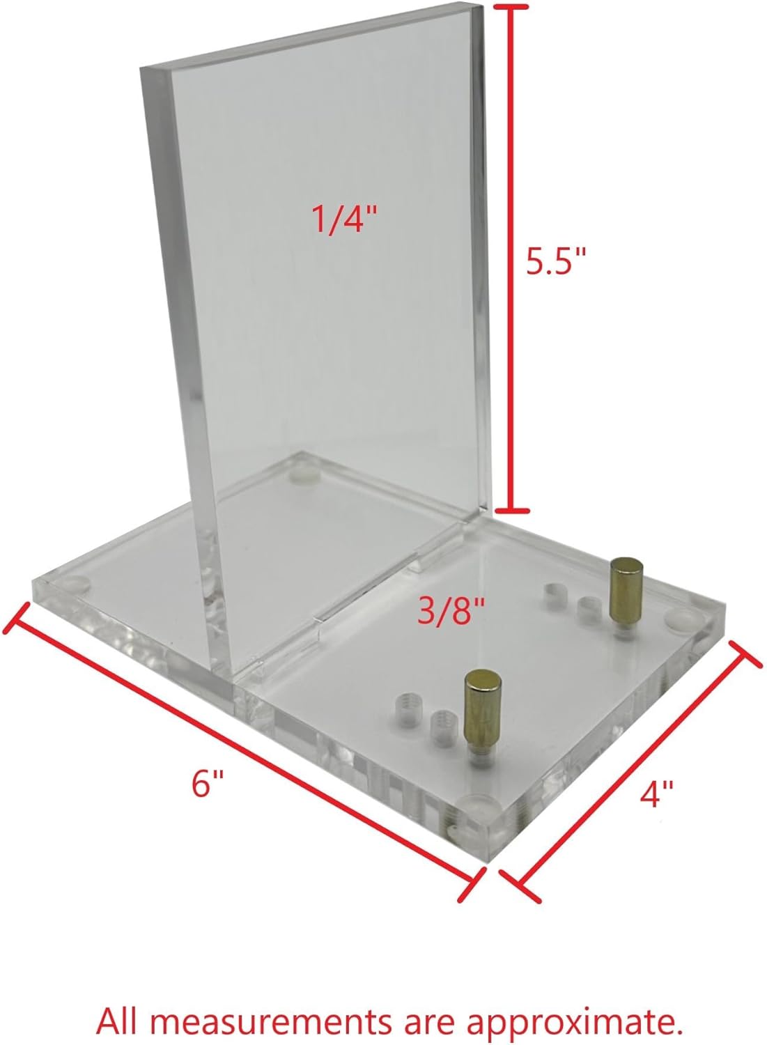 Clear Adjustable Acrylic Easel Display Stand for Art, Books, Photos with Gold Pegs