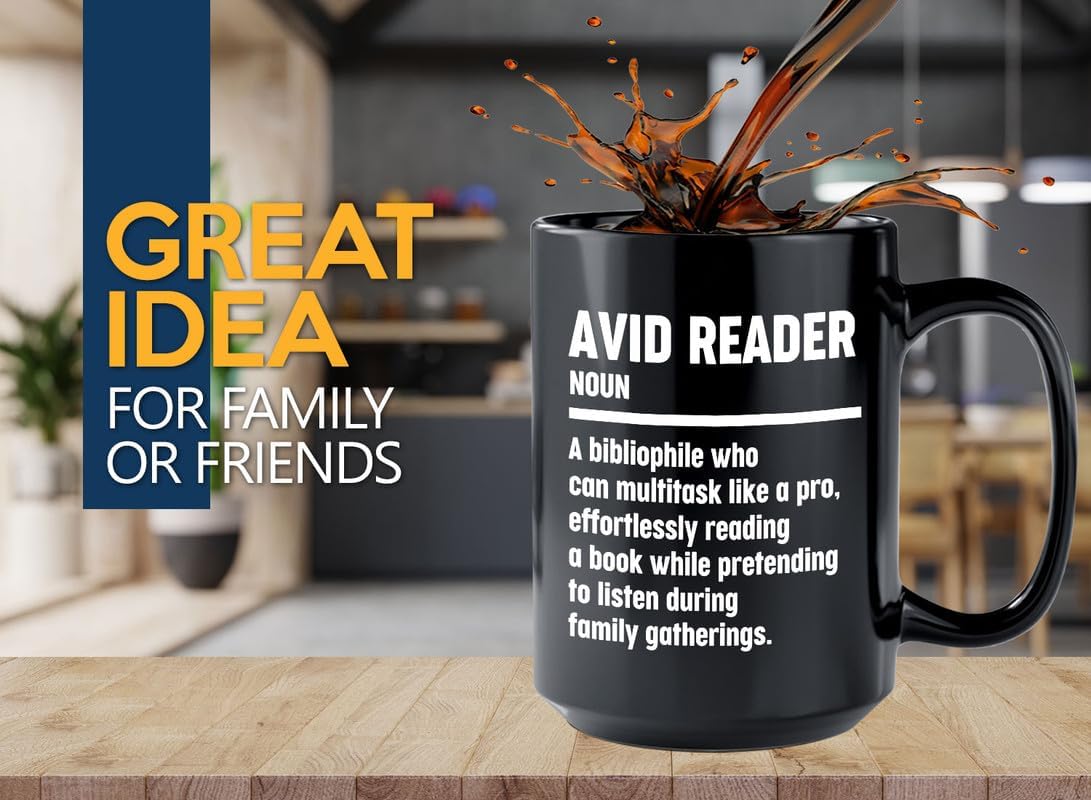 Book Lover Coffee Mug 15oz Black - Effortlessly Reading - Book Lover Gifts For Women Book Club Book Lovers Gifts Bookworm Book Reader Gifts