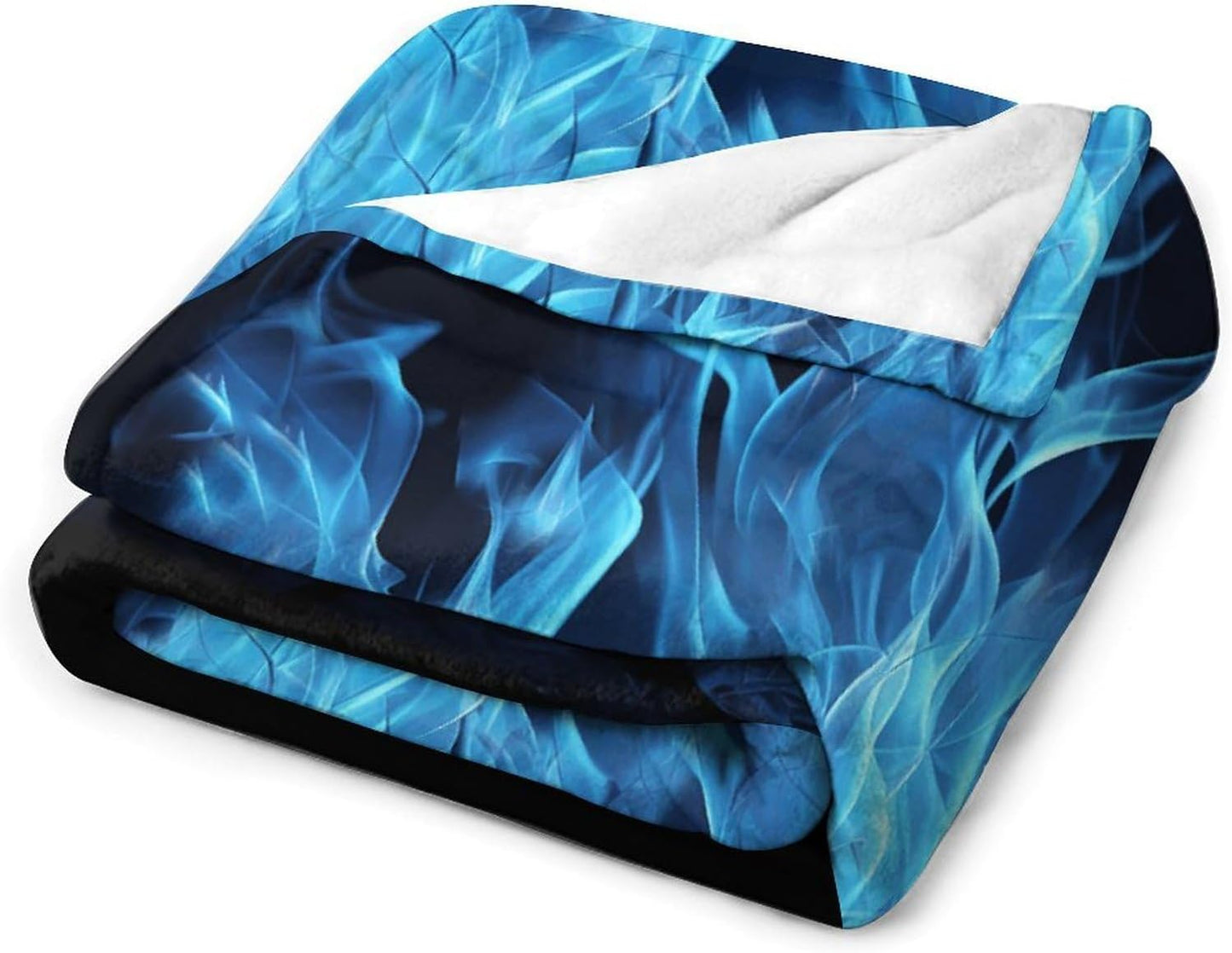 Blue Flame Blanket Chunky Fluffy Fuzzy Bed Blankets Cozy Soft Warm Winter Blankets Anti-Pilling Flannel Throw Blanket for Couch Living Room Bedroom Multiple Size